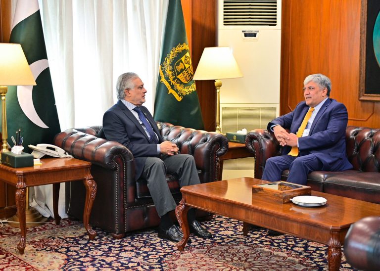 Outgoing FO spokesperson Shafqat Khan pays farewell call on DPM Dar